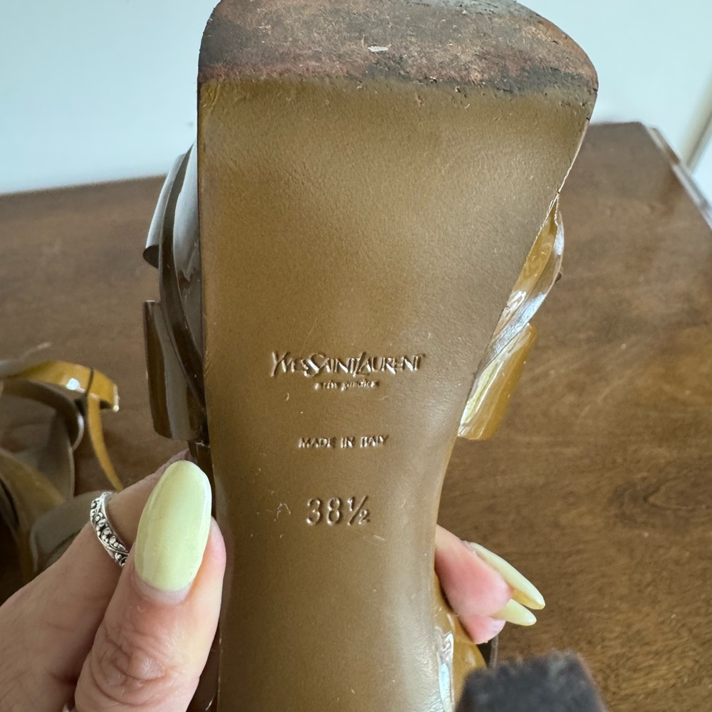 Saint Laurent YSL Women's Tribute Platform Heels in Olive Green; Sz 38.5 - Picture 8 of 8